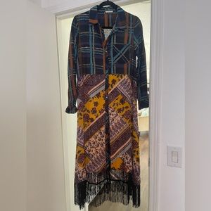 Fringe button down dress